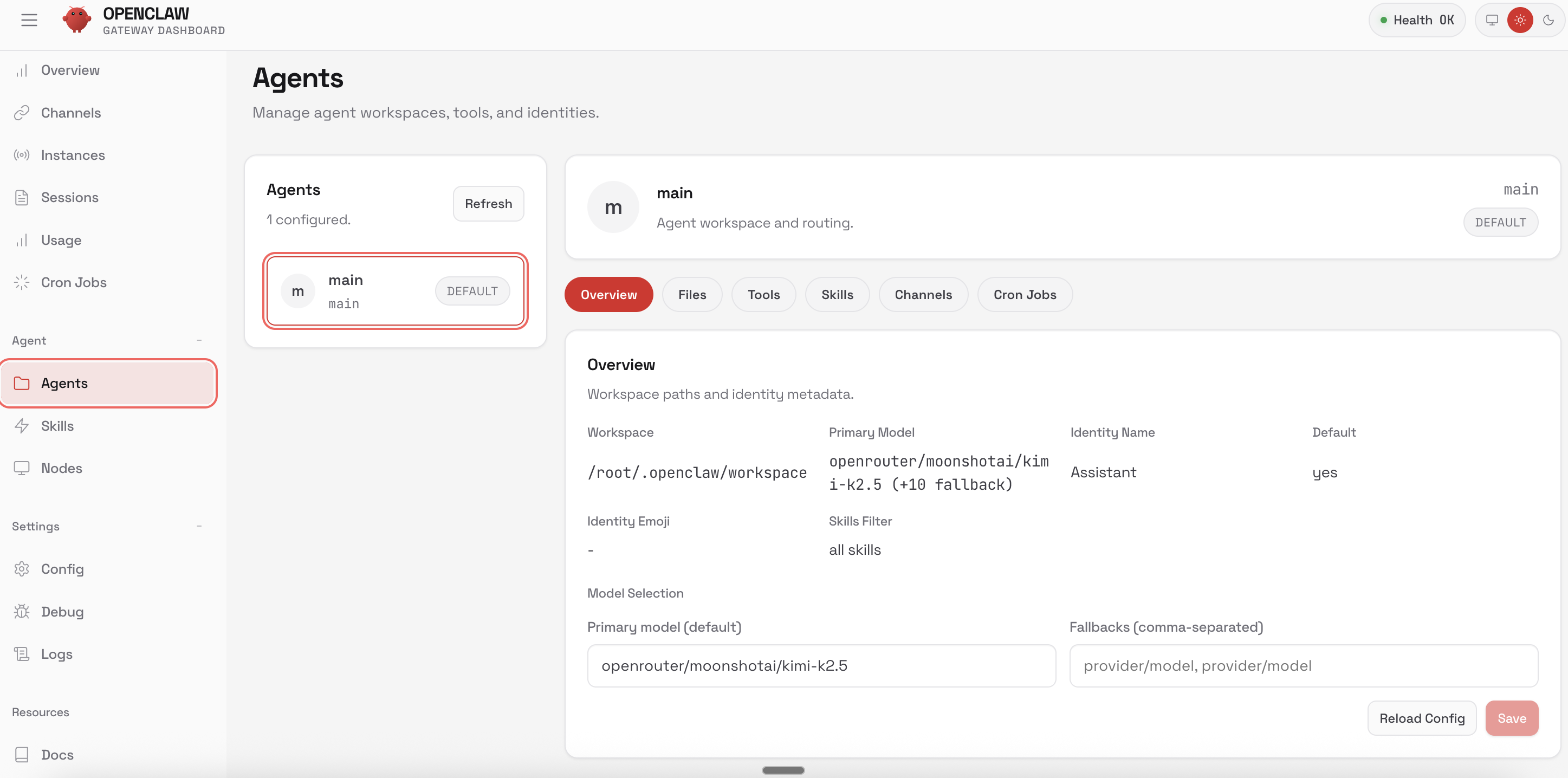 Model selector in OpenClaw gateway
