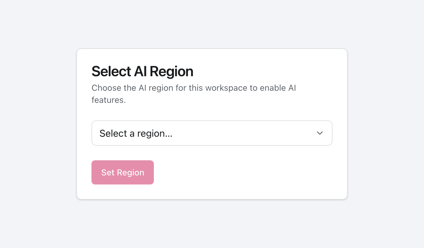 Select AI Region: choose the region for this workspace